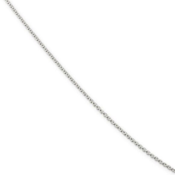 1.5mm Rhodium Plated Sterling Silver Solid Cable Chain Necklace 20 In